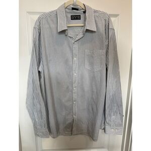 Hawker Rye Mens XXL Slim Fit Striped Button Down  Gray White Seersucker